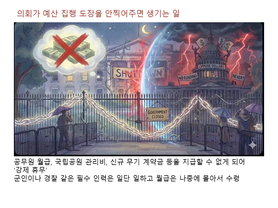 임시예산안 만기 시 의회에서 예산집행에 대한 도장을 안찍어줌