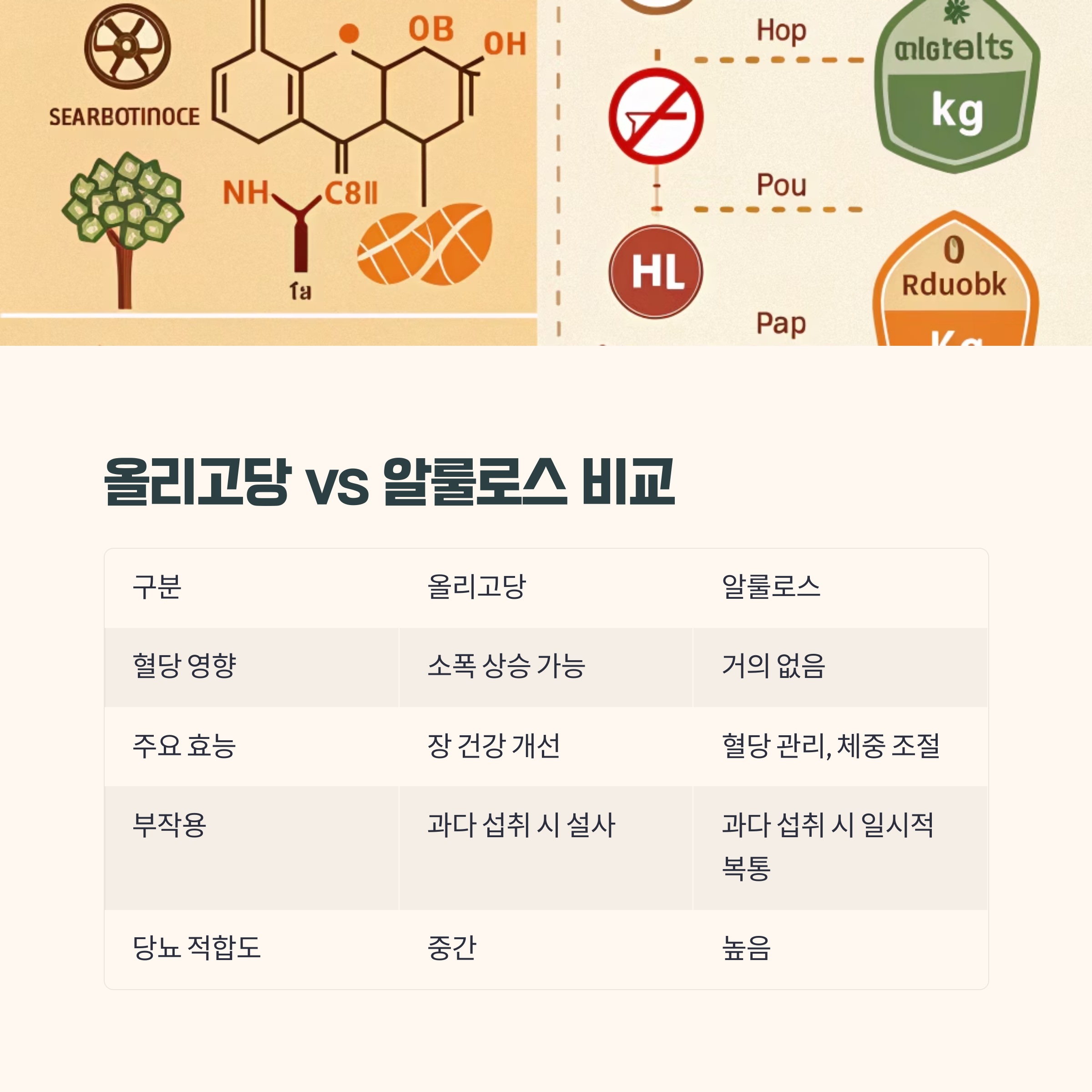 올리고당과 알룰로스, 당뇨 환자 관점 비교