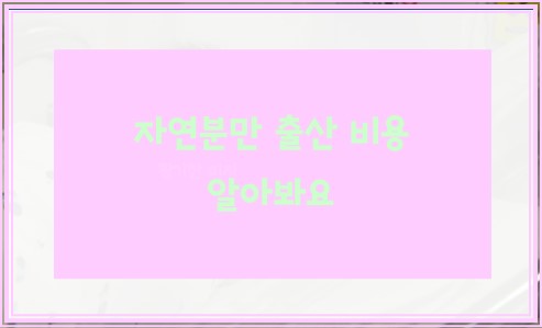 자연분만 출산 비용