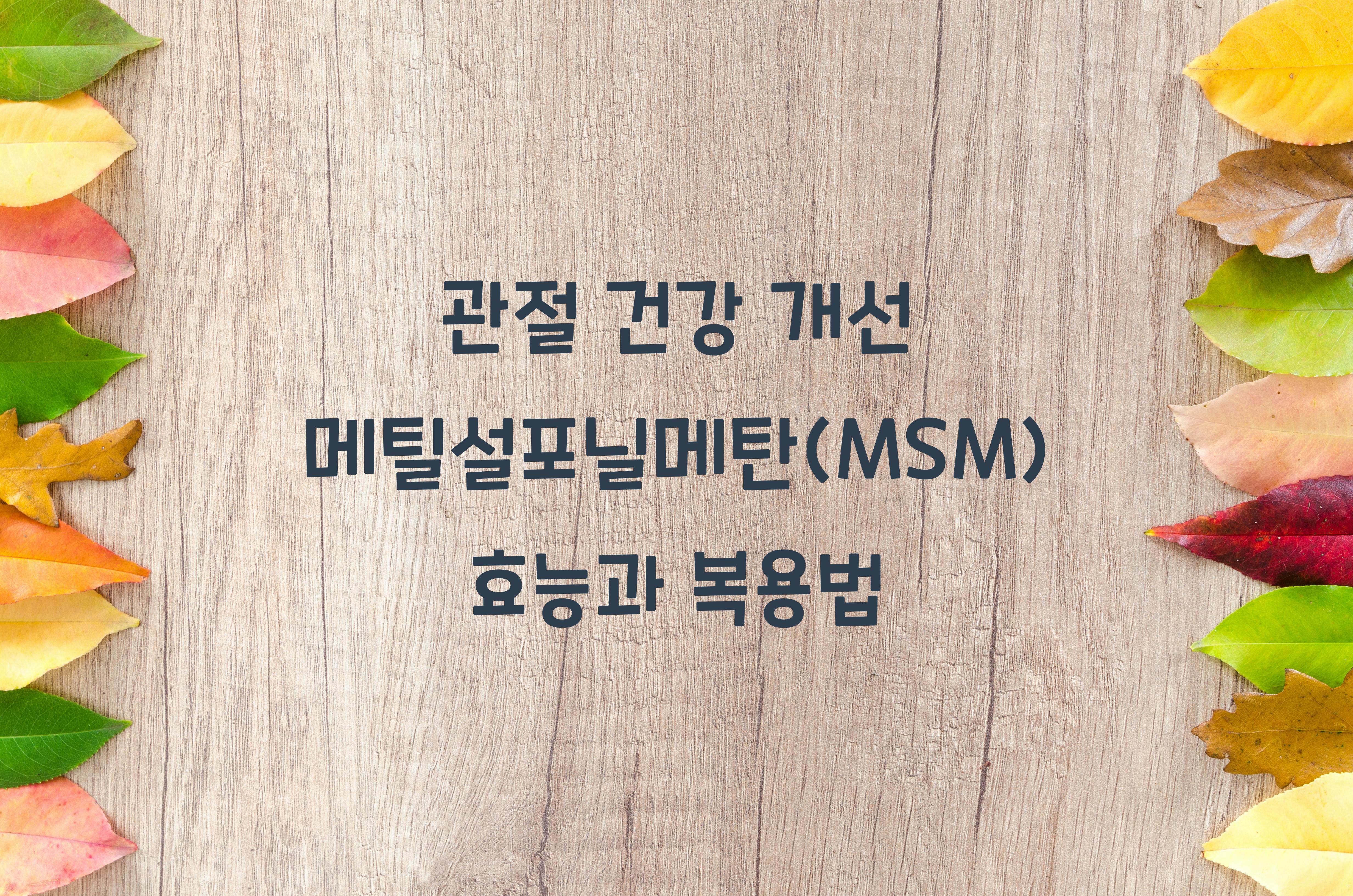 관절 건강 개선 메틸설포닐메탄(MSM)