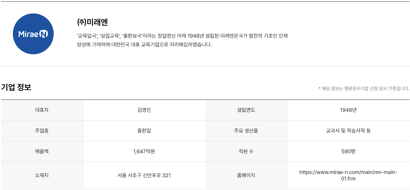 (주)미래엔 기업소개