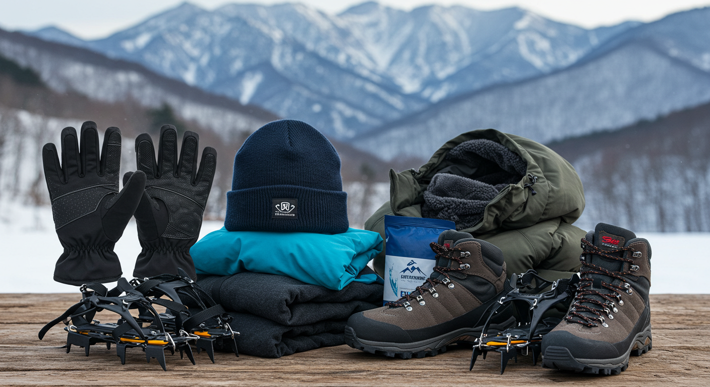 태백 겨울 여행을 위한 방수 장갑, 모자, 핫팩, 아이젠 등 방한 용품