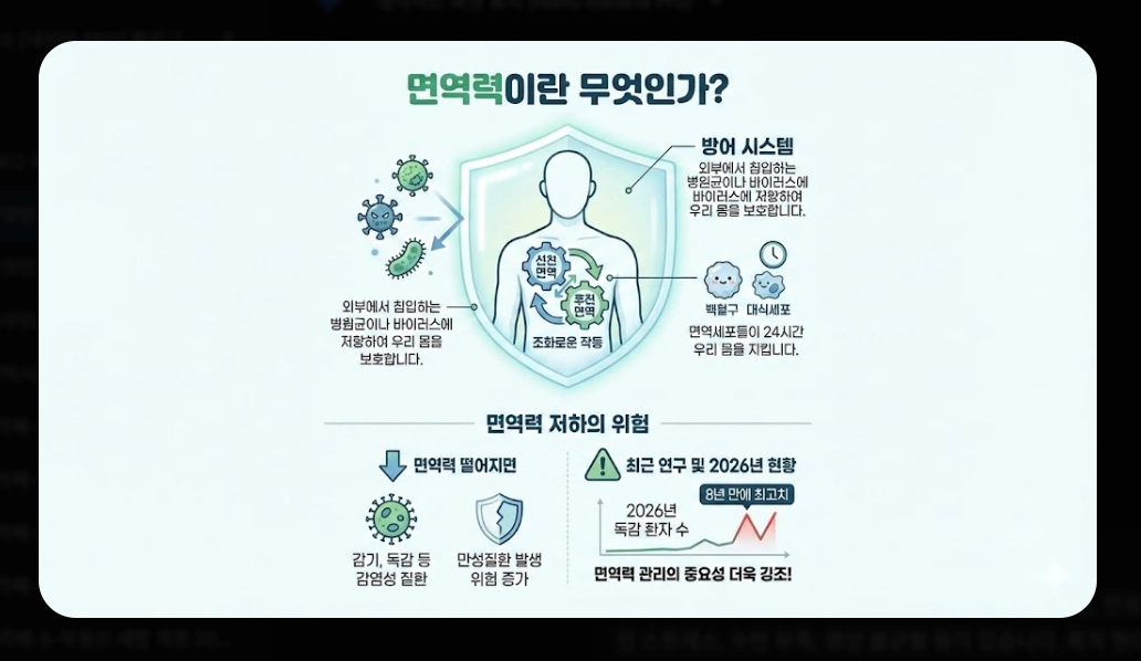 면역력 높이는 음식 베스트 10 [2026년판] 강화 식품 섭취법 및 생활 습관 총정리