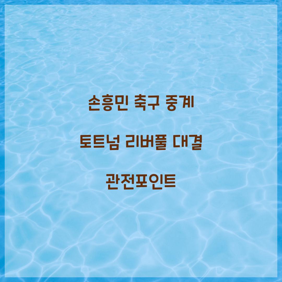 손흥민 축구 중계