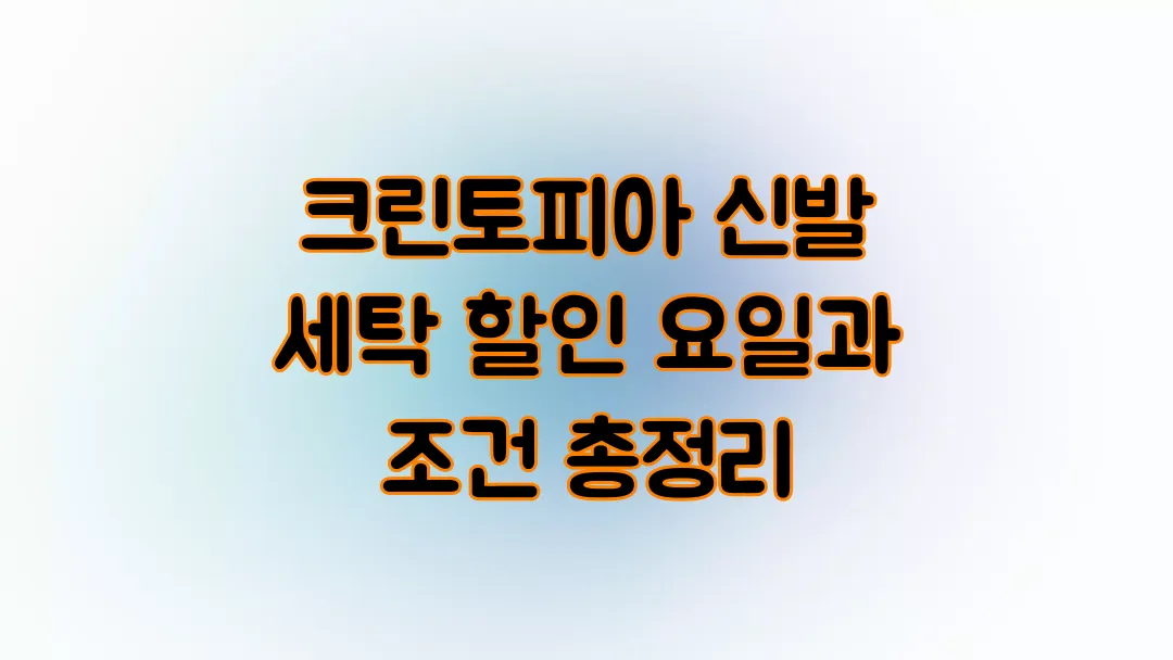 크린토피아 신발 세탁 할인 요일과 조건 총정리