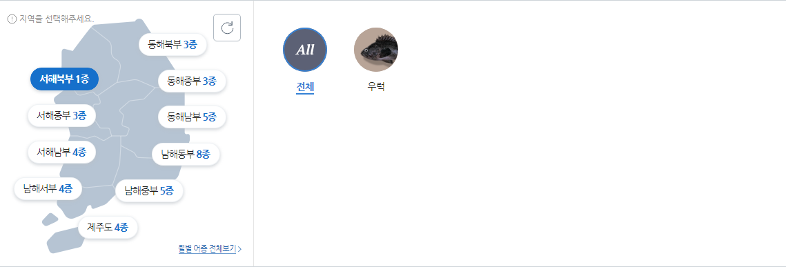 서해북부 바다낚시 대상어종 사진