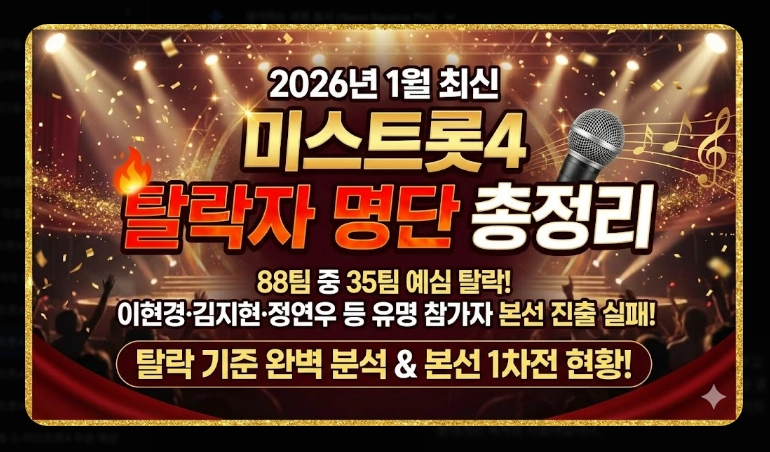 미스트롯4 탈락자 명단 [2026년 최신] 예심&middot;1차전 결과 및 생존 전략 총정리