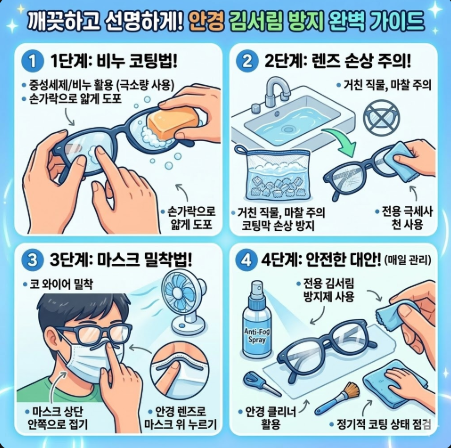 안경 김서림 방지 (비누 코팅, 렌즈 손상, 마스크 밀착)