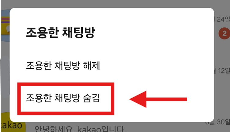 방법 4: 조용한 채팅방 자체도 숨기기 (추가 기능)