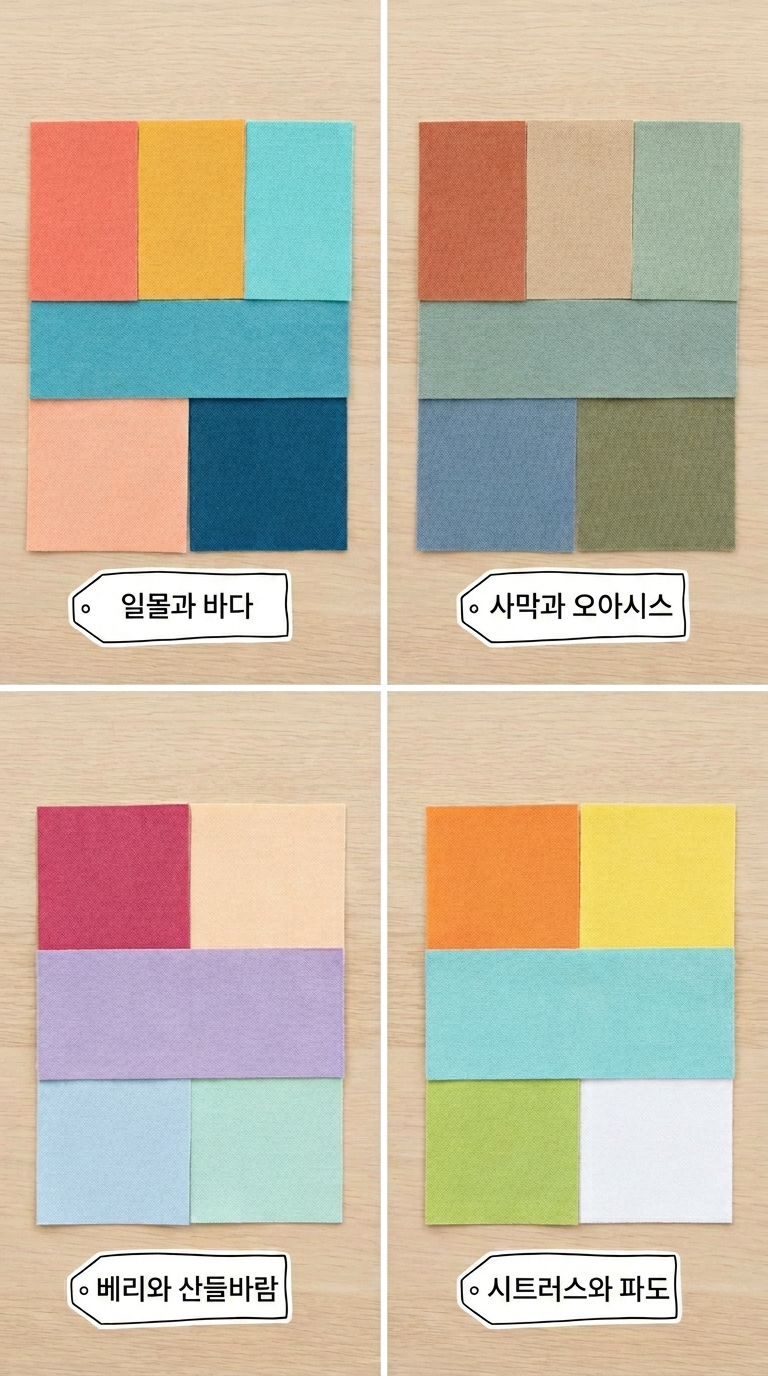 여름에 어울리는 따뜻한 웜톤과 시원한 쿨톤의 컬러 팔레트 배색