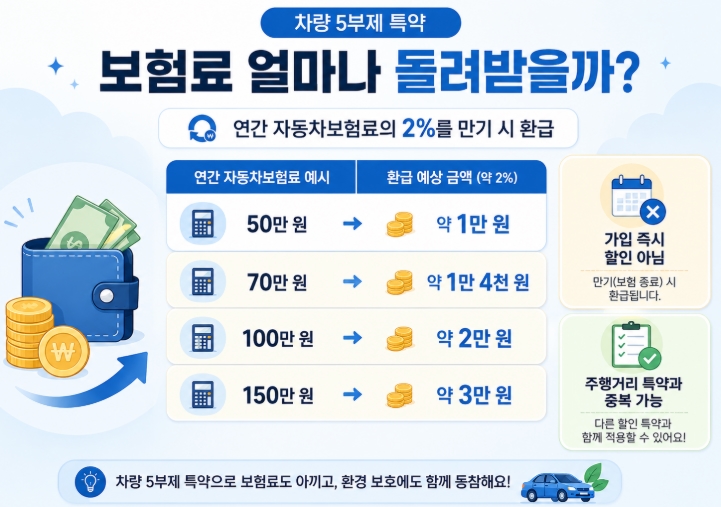 차량 5부제 특약 보험료 2% 할인 조건 가입방법 주의사항 핵심정리