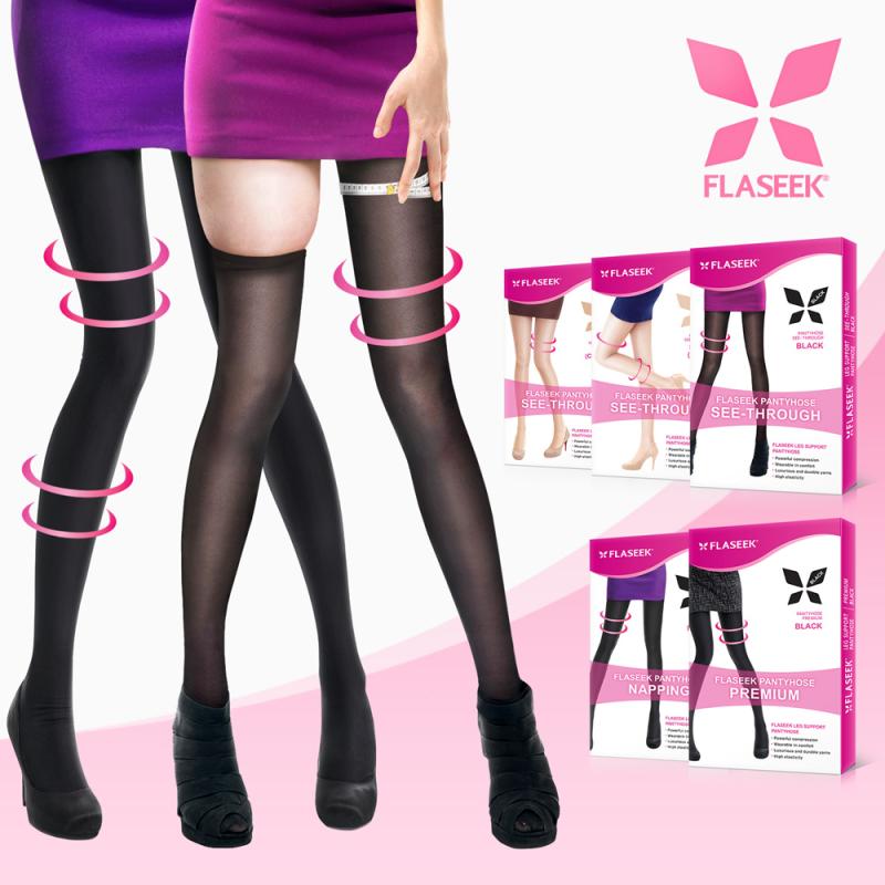 플레시크 압박스타킹 허벅지 종아리 붓기 밴드 기모 승무원 살색 블랙 고탄력 다리 라인 보정