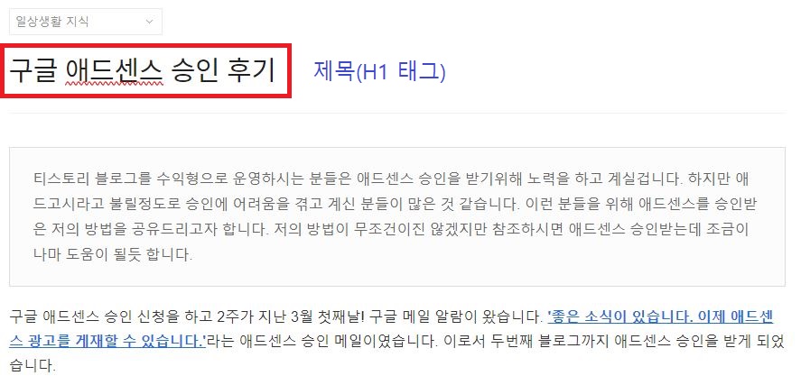 블로그 H1 태그 자동 부여