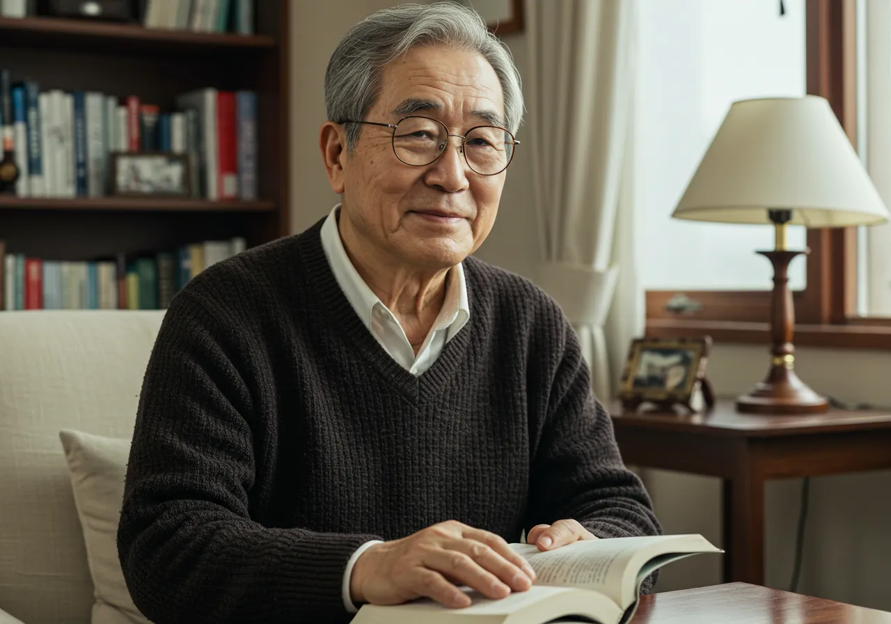 활짝 웃는 시니어 남성