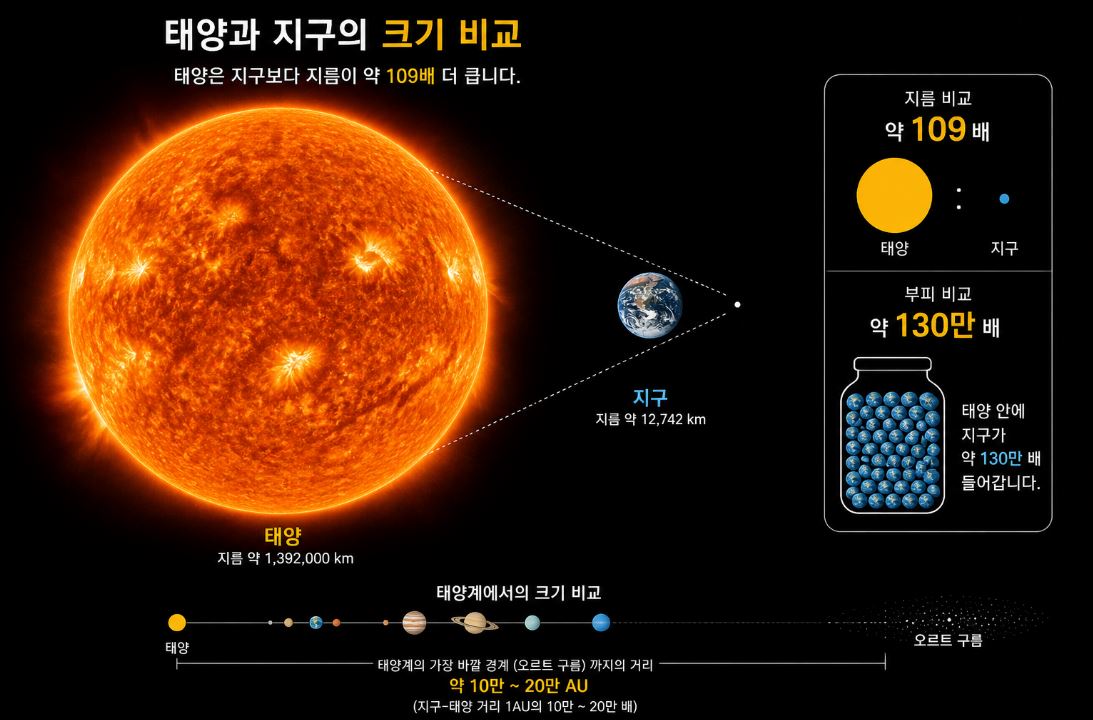 태양 지구 크기비교