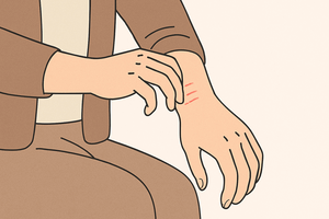 당뇨 초기증상 가려움으로 피부를 긁는 50대 손