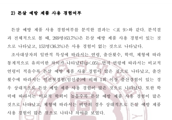 튼살 예방 제품 사용 여부