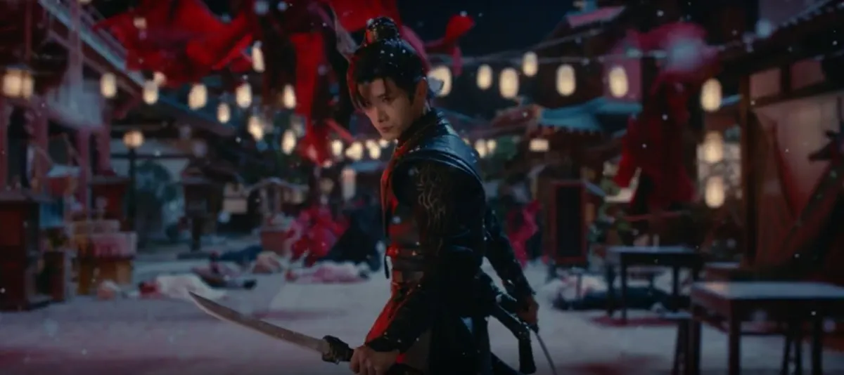 검은-갑옷을_입고-칼을-들고-서있는-능장풍