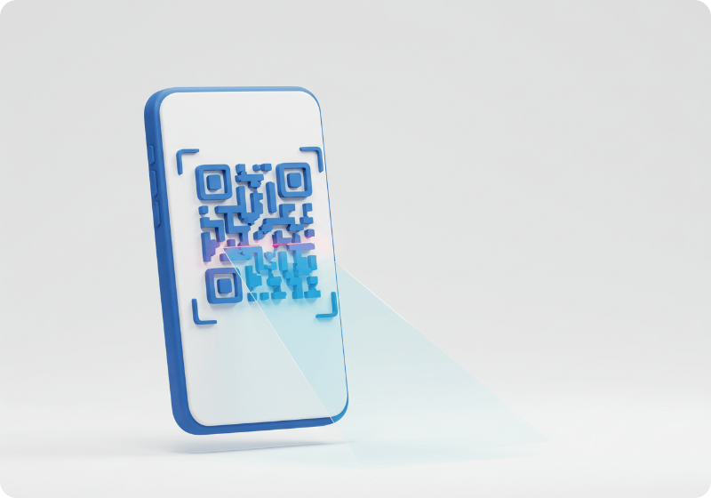 스마트폰으로 QR코드를 스캔하여 결제하는 비접촉 결제 아이콘