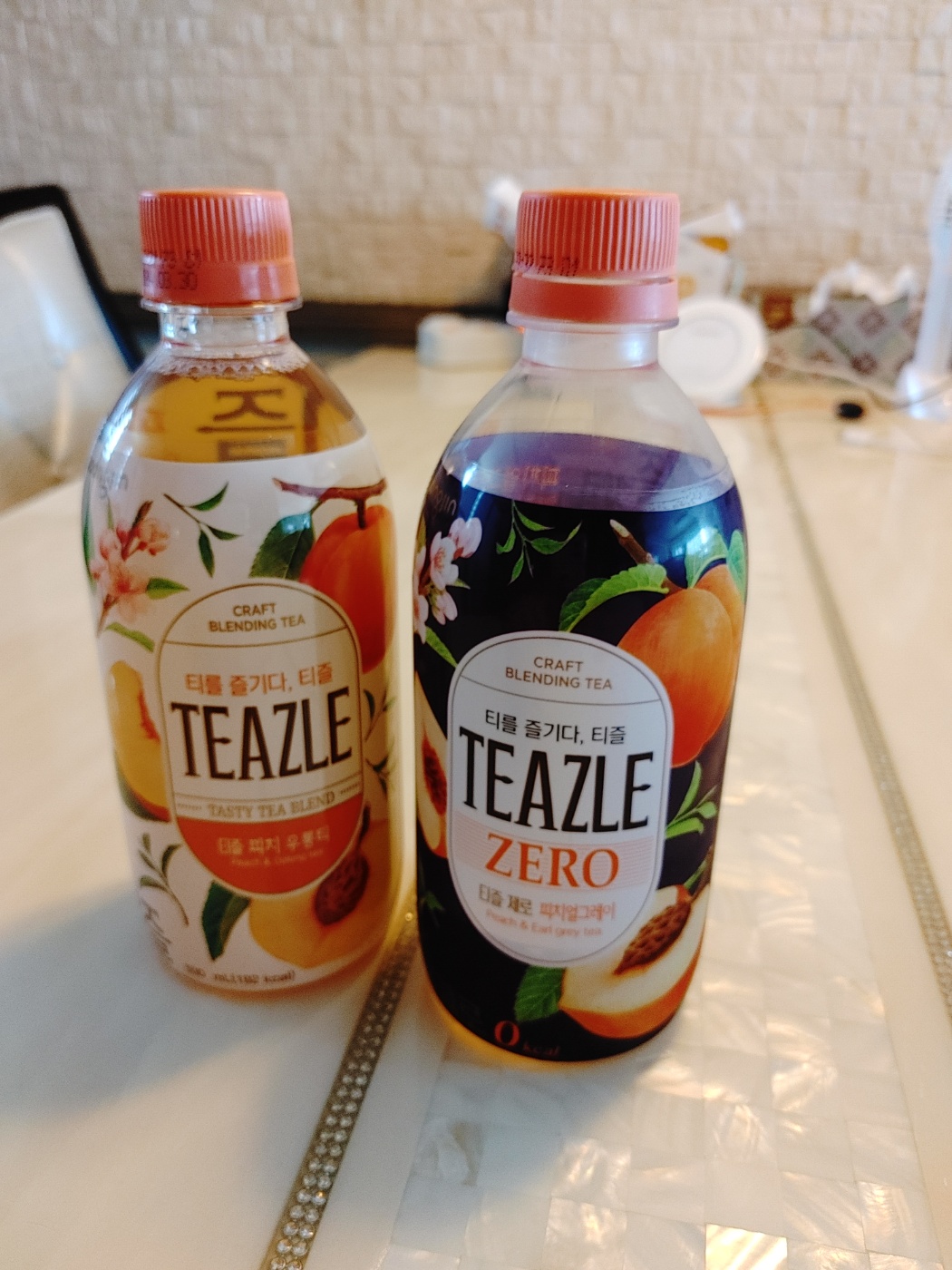 티즐 500ml 피치 우롱티와 티즐 제로 피치 얼그레이