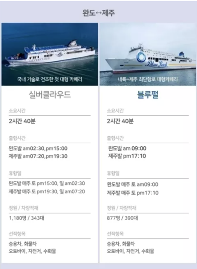 4인가족 제주도 한달살기 배편