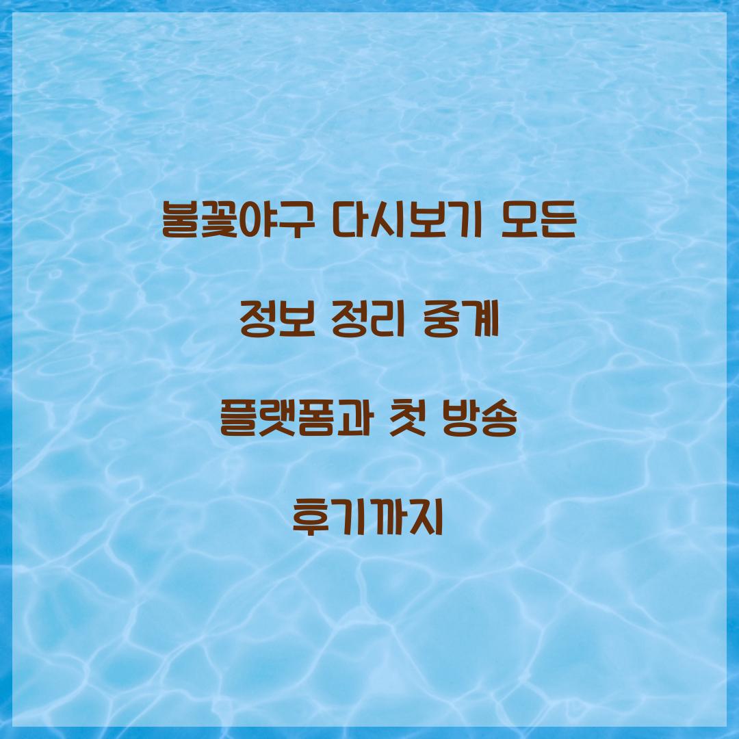 불꽃야구 다시보기