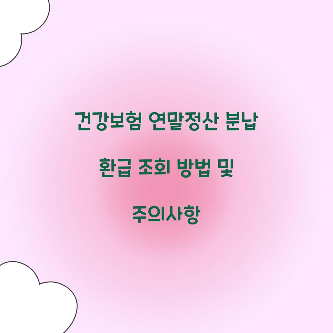 건강보험 연말정산 분납
