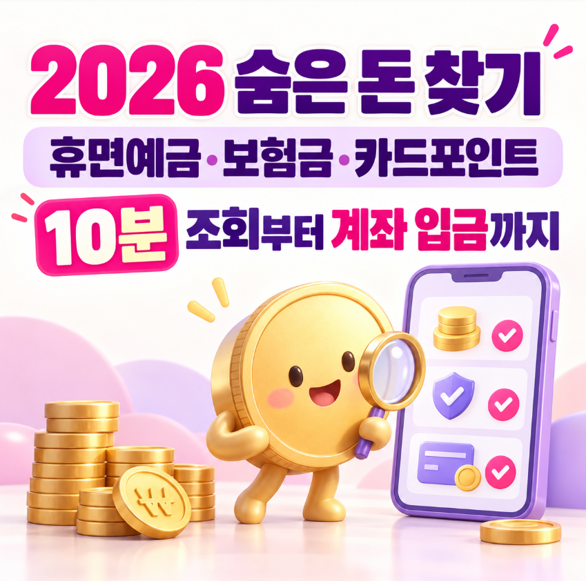 2026 숨은 돈 찾기 총정리｜휴면예금&middot;보험금&middot;카드포인트 10분 만에 조회하고 계좌로 받는 법