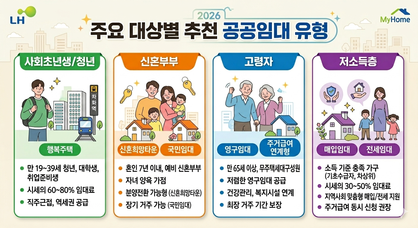 주요 대상별 추천 공공임대 유형