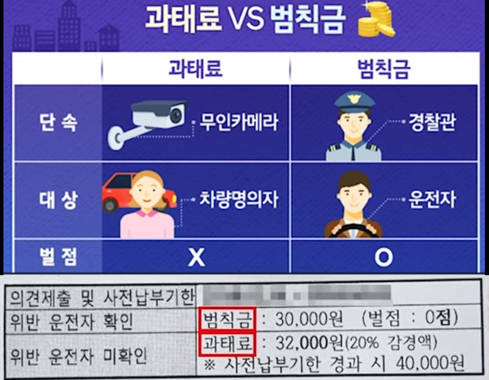 과속카메라-과태료vs범칙금