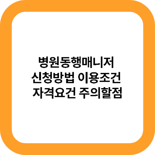 병원동행매니저&nbsp;신청방법 이용조건&nbsp;자격요건 주의할점 대표사진