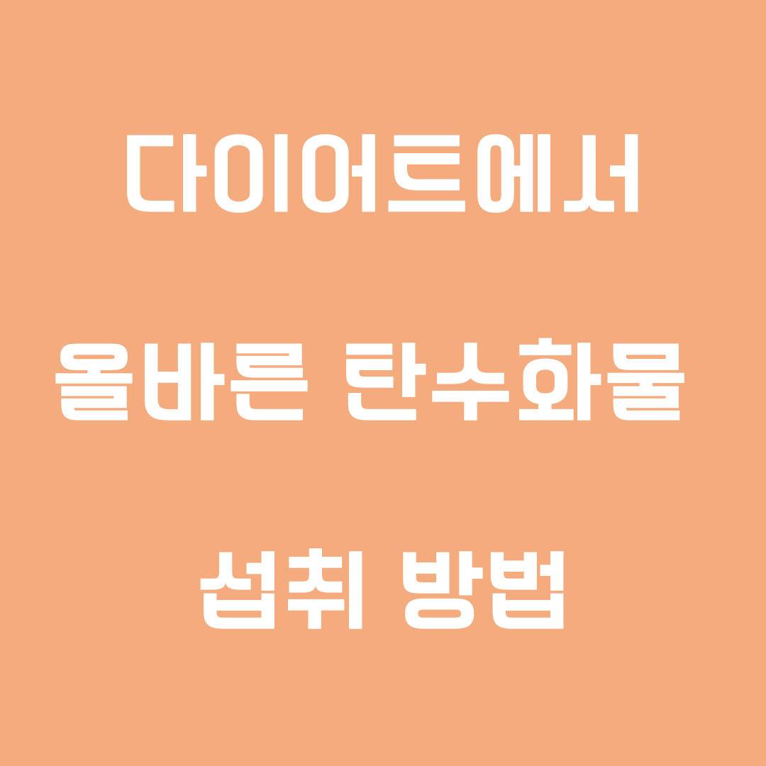 다이어트에서 올바른 탄수화물 섭취 방법