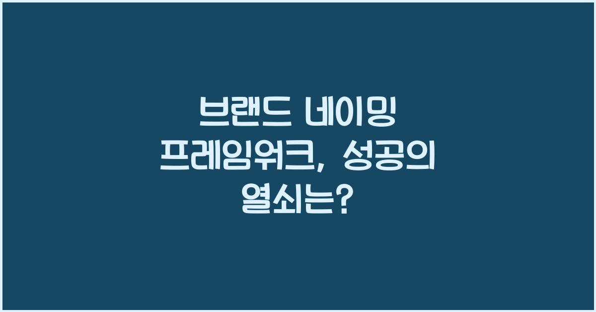 브랜드 네이밍 프레임워크