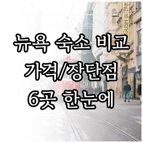 뉴욕 숙소 6곳 가격 비교 특징 장단점 한눈에 보기 뉴욕 숙소 6곳 가격 비교 특징 장단