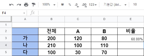 엑셀 퍼센트 빼기