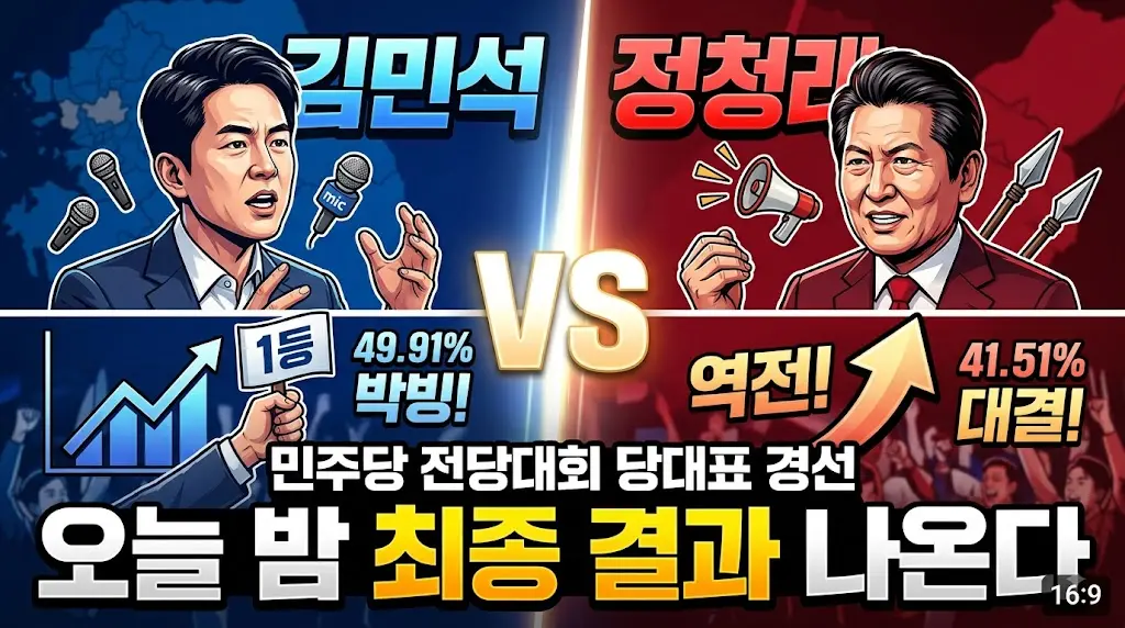 김민석 정청래 전당대회 오늘 결정 이미지