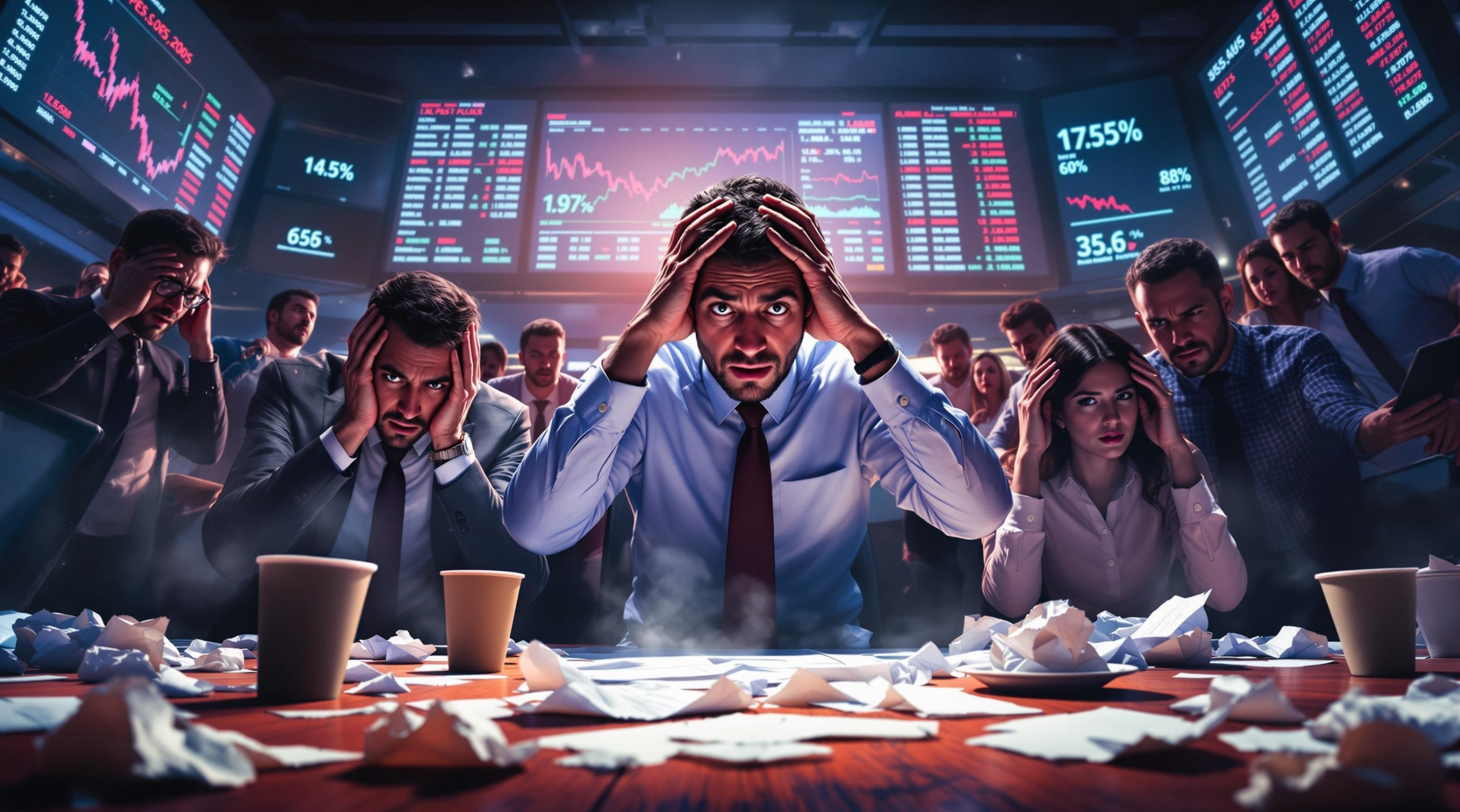 나스닥 폭락으로 힘들어하는 투자자들