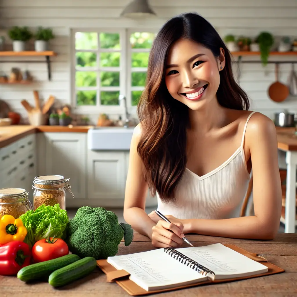 스위치온 다이어트를 시작하며 식단을 계획하는 동양인 여성