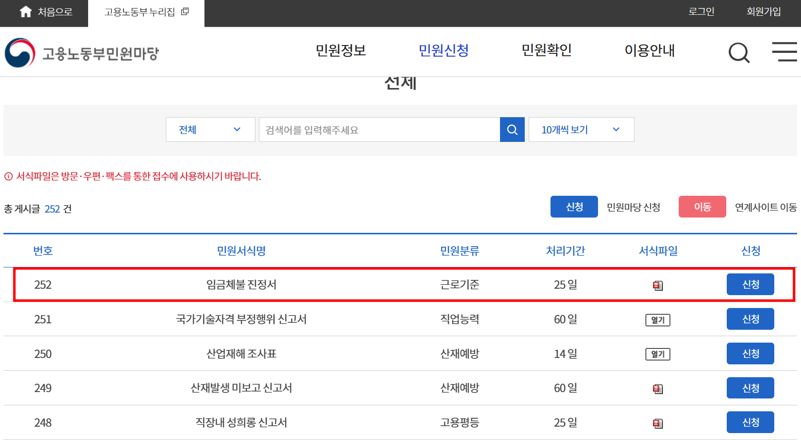 임금체불 신고방법, 진정서 작성 방법
