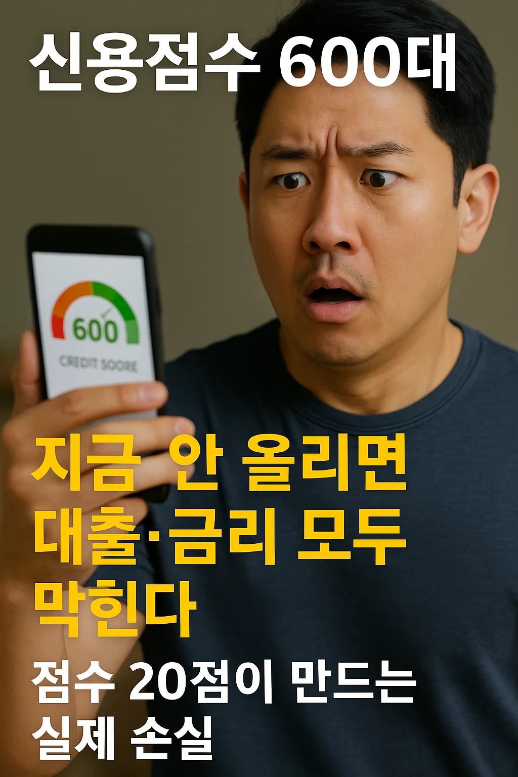 600점대 신용점수 경고 알림을 스마트폰으로 확인