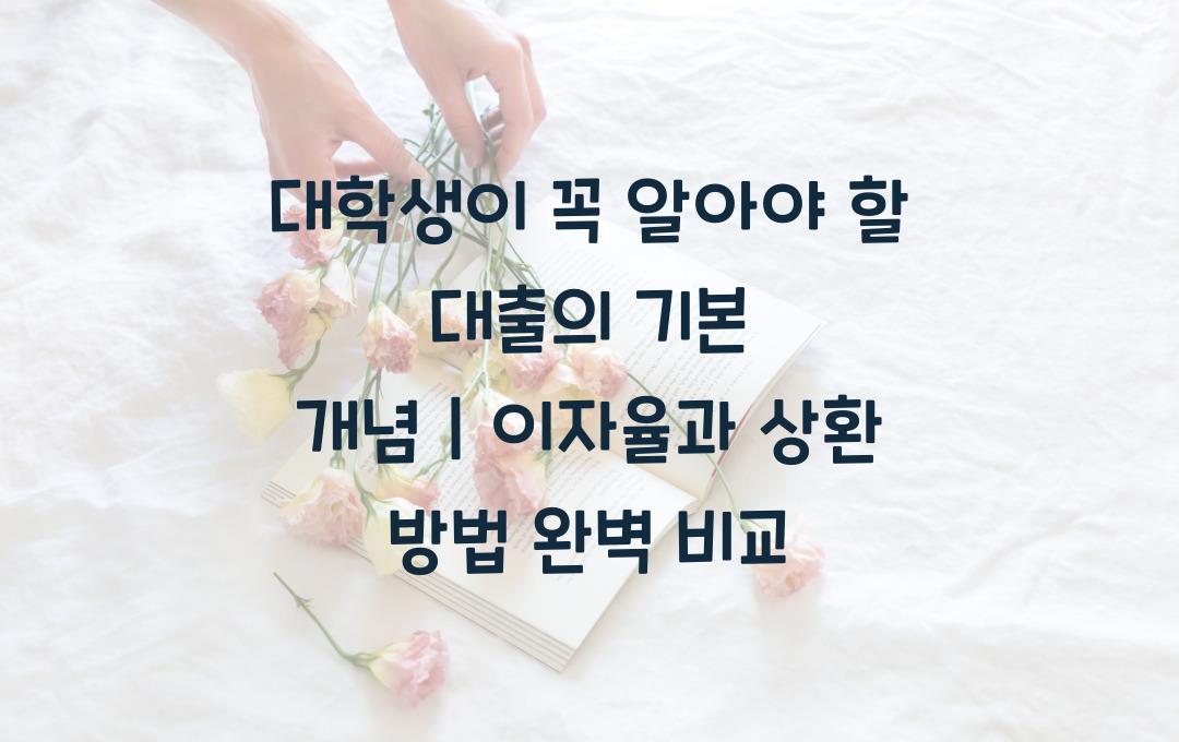 대학생이 꼭 알아야 할 대출의 기본 개념 (이자율, 상환 방법 비교)