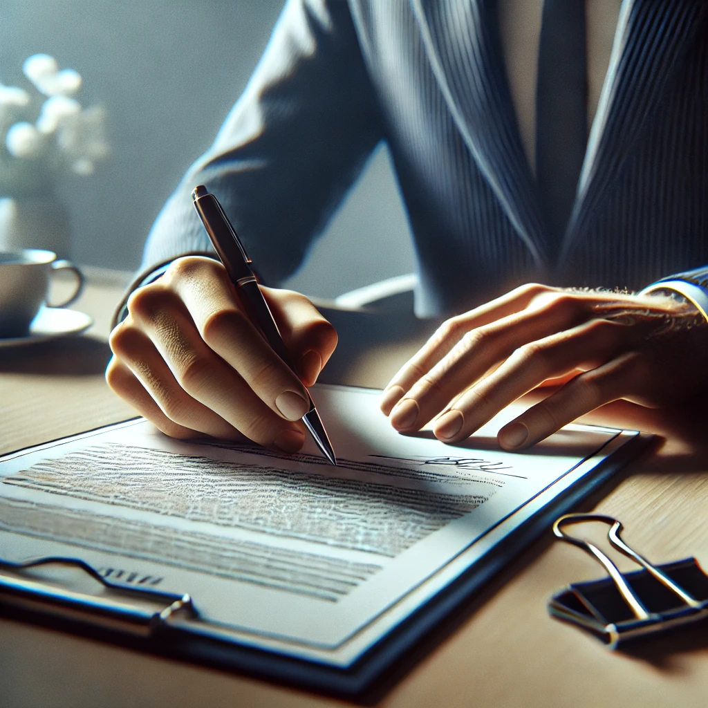 계약서에 서명을 하는 남자의 이미지