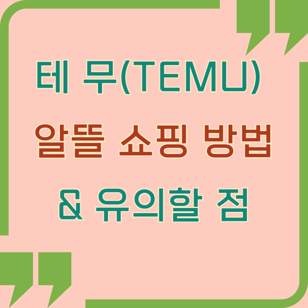 테무 쇼핑 방법