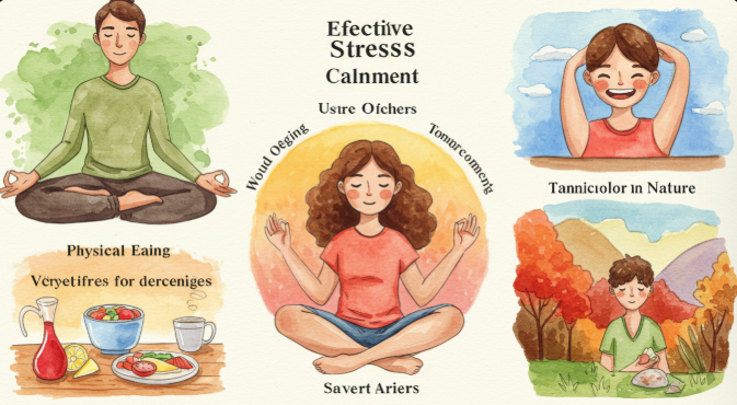 스트레스 관리 기법 일러스트레이션