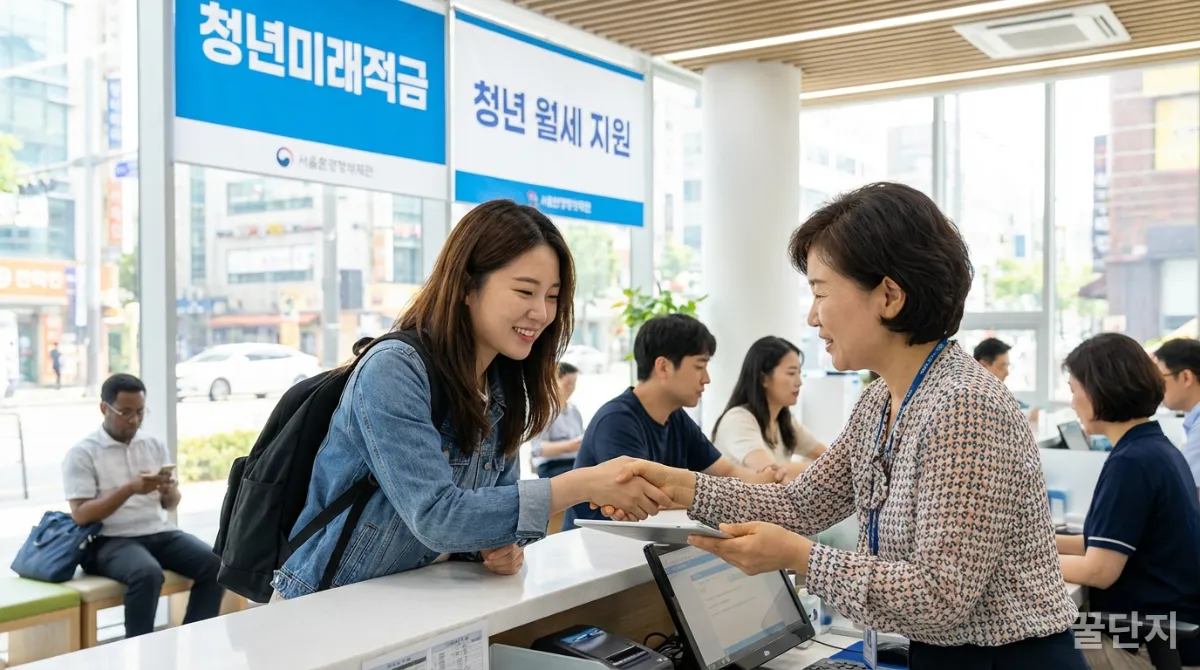 정부 청년 지원 정책에 대해 상담받는 한국 사회초년생