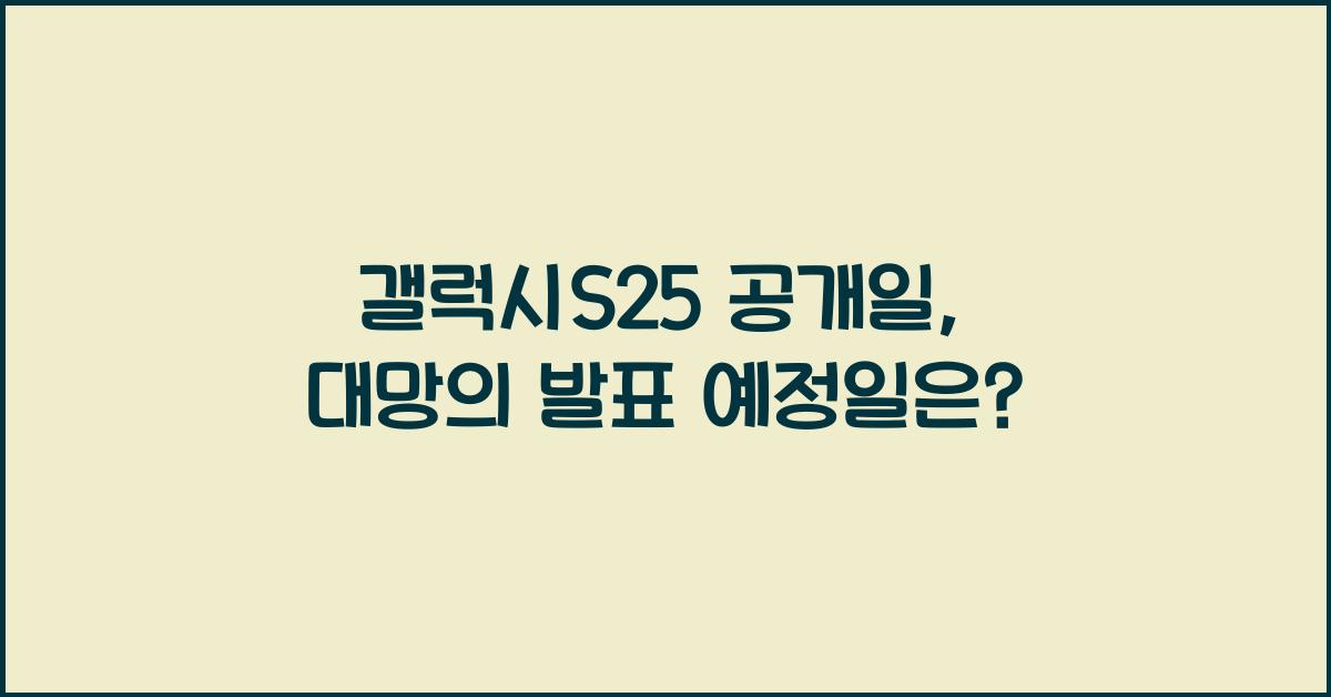 갤럭시s25 공개일