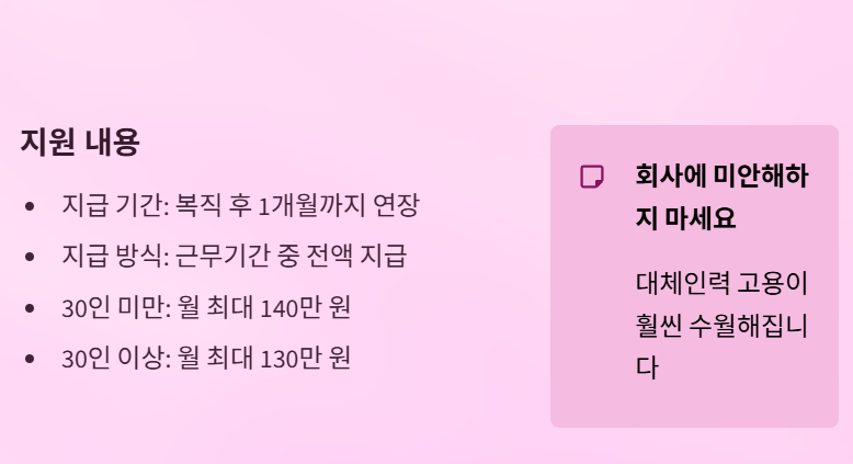 육아휴직 대체인력 지원금 확대