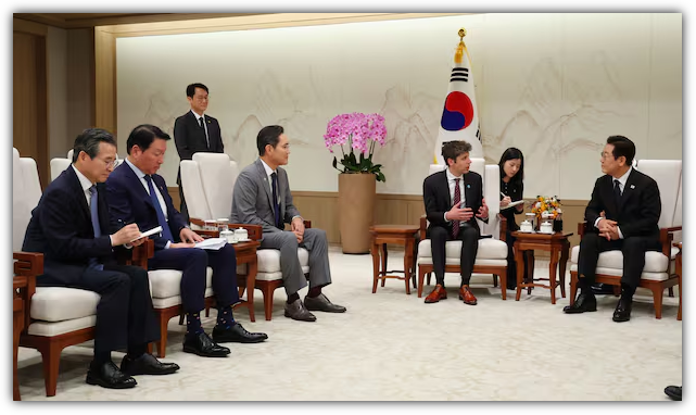 샘 올트먼 오픈AI CEO,이재용 삼성전자 회장, 최태원 SK그룹 회장, 이재명 대통령과 회동