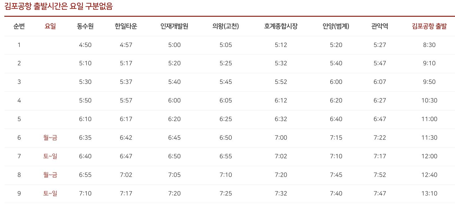 4300번 공항버스 예매 시간표 (동수원 안양 ~김포공항/ 동수원 인재개발원 의왕 고천 안양 범계 관악역) 예약 방법 4300 리무진