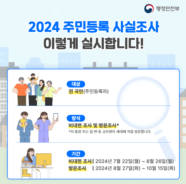 주민등록 사실조사 대상자 및 기간